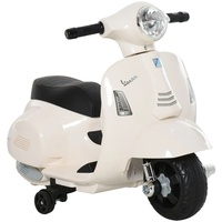 Homcom Vespa Elektromotorrad Kindermotorrad Elektrofahrzeug 18-36 Monate 3 km/h LED-Licht Sound PP-kunststoff Metall Weiß B/H/L: ca. 38x52x66,5 cm