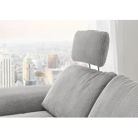 die planbar Ecksofa DIE PLANBAR "MP-IN14007, Breite 306 & 318 cm wählbar", grau, B:306cm H:84cm T:197cm, 100% Polyester, Sofas, Ecksofa, wahlweise mit Bettfunktion und verstellbaren Kopfstützen, in Cord