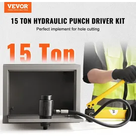 Vevor Hydraulisches Lochstanzer-Set Knockout-Lochtreiber-Kit 15t, Handpumpe Stahl Lochwerkzeug 10 Stanzformen 1/2, 3/4, 1, 1-1/4, 1-1/2, 2, 2-1/2, ...