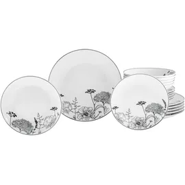 CreaTable Luna Black Flower Kombiservice 18-tlg. weiß