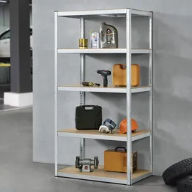 Juskys Lagerregal Metall 200 x 100 x 60 cm Silber