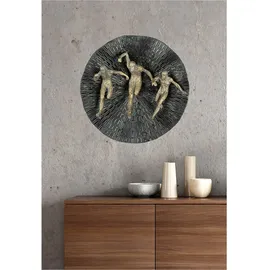Gilde Wandobjekt Runners aus Kunstharz, matt schwarz, metallische Optik, 13x39x39 cm