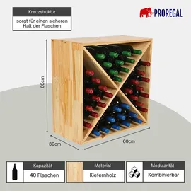 Proregal Vincellar Mod Weinregal 60 x 60 x 30 cm Natur