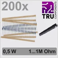 TRU Components TC-12888472 T22P081 Metallschicht-Widerstand Sortiment axial bedrahtet 0.5 W 1 % 200 St.