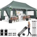 COBIZI Pavillon 3x6m Wasserdicht Faltpavillon 3x6 Wasserdicht Stabil, Partyzelt Faltbar Anti-UV mit 6 Seitenwänden 4 Sandsäcke, Gartenpavillon für Hochzeiten, Freien, Garten,Grau