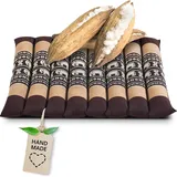 livasia Sitzkissen Stuhlauflage klein - 35x35x4,5cm - Bodenkissen gesteppt Indoor/Outdoor, Meditationskissen Yogakissen, Stuhlauflage Palettenmöbel, Steppkissen für Stuhl und Bank (Braun/Elefanten)