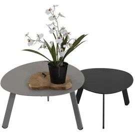 Lesli Living Ambia Garden Loungetisch, Schwarz, Metall, organisch, eckig, 55x46x28 cm, Loungemöbel, Loungetische