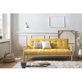 SalesFever Schlafsofa Strukturstoff 3-Sitzer Senfgelb
