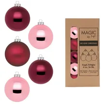 INGE-GLAS Inge Glas Weihnachtskugeln klein | 36 Kugeln 4cm | Christbaumkugeln aus Glas (Berry Kiss | rosa