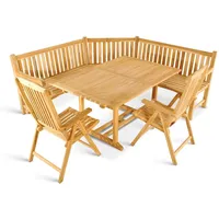 SAM Gartenmöbel Set 4tlg mit Eckbank Teak Gartentisch ausziehbar 180-240 cm KUBA/ARUBA