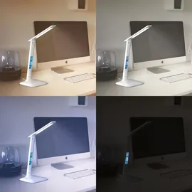 Brandson Schreibtischlampe, Dimmbar, Farbwechsel, Temperatur-, Alarm- & Kalenderfunktion, LED Tischlampe -