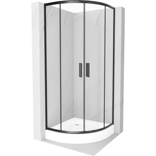 Mexen Rio Duschkabine 70 x 70 cm, Transparent, Schwarz + Duschwanne Weiß - 863-070-070-70-00-4710