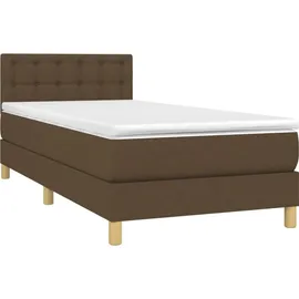 vidaXL Boxspringbett mit Matratze & LED Dunkelbraun 100x200 cm Stoff
