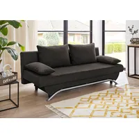 Schlafsofa JOCKENHÖFER GRUPPE "Nancy" Sofas Gr. B/H/T: 190cm x 81cm x 81cm, Luxus-Microfaser flauschig, schwarz inklusive Bettfunktion und Bettkasten, lose Rückenkissen