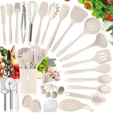 TWBEST Küchenhelfer Set,Küchenutensilien,56 Stück Silikon-Küchengeräte, Kochgeschirr Stücke Hitzebeständiges Silikon-Geschirr Küchenhelfer Set, Antihaft-Küchenbackwerkzeuge+20 Haken