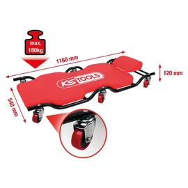 KS Tools Rollbrett Metall/Gummi 1160 x 540 mm rot