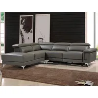 vente-unique Relaxsofa Ecksofa Leder elektrisch - Ecke Links - Anthrazit - pascaline