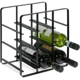 Relaxdays Weinregal Metall, 9 Flaschen, Weinhalter, HBT 30,5 x 27,5 x 20 cm, Weinständer für Küche & schwarz