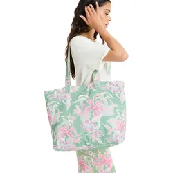 Strandtasche ROXY "Hibiscus Island", Damen, basil kartofeel apparel, Baumwolle, Taschen