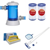 Bestway - Poolsauger AquaClean & Filterpumpe 5678 L/u & 2 Filter Typ III & WAYS Scheuerbürste