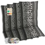 GO-DE Textil Bequeme und attraktive Polsterauflagen für Hochlehner-Gartenstühle (4er-Set, Leopard anthrazit, Hochlehner)