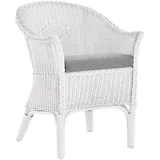 Rattan-Sessel Natur Korb-Sessel Flechtsessel/ mit Polster Grau/ Lounge (Weiß)