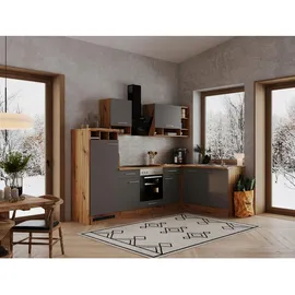 Respekta L-Küchenzeile Hilde LBBEKBL280EGC ohne E-Geräte 280 cm Grau