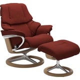 Stressless Relaxsessel STRESSLESS "Reno" Sessel Gr. Microfaser DINAMICA, Signature Base Eiche, Relaxfunktion-Drehfunktion-PlusTMSystem-Gleitsystem-BalanceAdaptTM, B/H/T: 83 cm x 100 cm x 76 cm, rot (red dinamica) Lesesessel und Relaxsessel