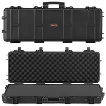 Vevor Waffenkoffer mit Hartschale für Langwaffen, abschließbarer Gewehrkoffer mit vorgeschnittenen Schaumstoffen, Langwaffenkoffer Waffenaufbewahrung rollbar IP67 wasserfest, 978x420x173 mm Schwarz