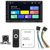 Autoradio Kompatibel mit Carplay und Android Auto, 7 Zoll Doppel Din Autoradio mit Bluetooth, Touchscreen Autoradios MP5 Player Autoradio Support Mobiler Internet L2 mit 4LED Kamera