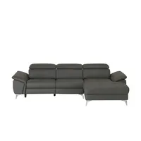 uno Leder-Ecksofa  Danae klein , grau , Maße (cm): B: 282 H: 78 T: 166.0
