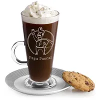 Maverton Kaffee Glas mit Gravur 360 ml - Latte Macchiato Tasse mit Griff - Cappuccino Glas - Kaffee Zubehör - Kaffeetasse für Männer zum Geburtstag - personalisiert - Papa