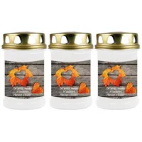 HS Candle Grabkerze (3-tlg), Grabkerze Brenndauer 40 Stunden viele vers. Variationen und Motive weiß