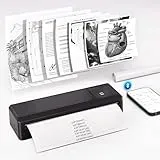 vretti P83 Mobiler Drucker A4, Tragbarer Thermodrucker A5 für Unterwegs, Bluetooth-Verbindung für Smartphones, Kompatibel mit Android/iOS, Reisedrucker für Hause, Lernen,Schwarz
