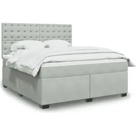 vidaXL Boxspringbett mit Matratze Hellgrau 180x200 cm Samt