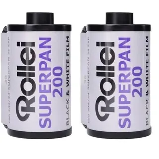 Rollei Superpan Schwarzweiß-Negativfilm | 35 mm | 36 Aufnahmen | ISO 200 | Erweiterter Rotbereich & Feines Korn (Packung mit 2)