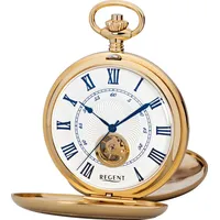 Regent Taschenuhr P707-19387740, (Set, 2-tlg., mit Kette), Herrenuhr, Handaufzug, Kette, offene Unruh, Geschenkidee goldfarben