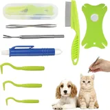 8-in-1 Zeckenentfernungswerkzeug Mit Aufbewahrungsbox, Zeckenpinzette, Flohkamm Und Lupe, Für Hunde, Katzen Und Haustiere