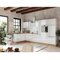 BAUHAUS Winkelküche Sandra  (B x T: 370 x 170 cm, Weiß, Mit Elektrogeräten, Farbe Korpus: Weiß)