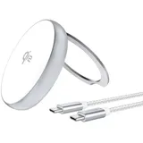 4smarts Qi2 Charger Kickstand mit Kabel 20cm, silber / weiß
