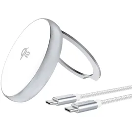 4smarts Qi2 Charger Kickstand mit Kabel 20cm, silber / weiß