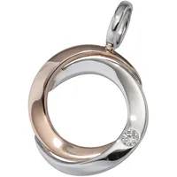 Kettenanhänger JOBO "Anhänger rund 17,6 mm", rosa (roségold 585), Schmuckanhänger, Damen, SI = kleine Einschlüsse, Diamanten Roségold 585 Weißgold 585, Diamanten, Roségold 585, Weißgold 585, Kettenanhänger, 14 Karat 585 Gold bicolor mit Diamant