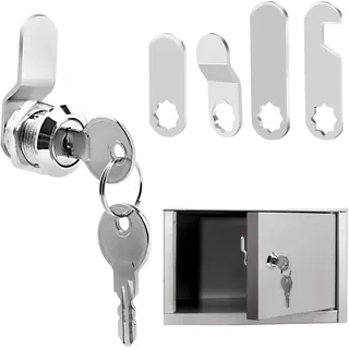 VFANDV Briefkastenschloss 16mm, Briefkasten Schloß mit 5 Verschiedene Schlossplatten und 2 Schlüssel Möbelschloss Briefkastenschlösser Hebelschloss für Briefkästen Schranktüren (1 Sätze)