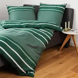 Janine Mako-Satin Bettwäsche J.D. 87105 jade waldgrün 135x200 cm + 80x80 cm - grün