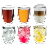 Creano doppelwandige Latte Macchiato Gläser XXL 400ml - Extra großes hitzebeständiges Glas aus Borosilikatglas - 6er Set