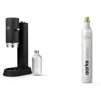 Aarke Carbonator Pro, Wassersprudler mit Glasflasche, Mattschwarz Finish + Aarke 60L CO2-Zylinder, 100% erneuerbares CO2