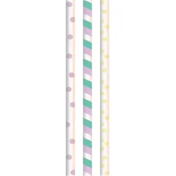 Mank Trinkhalme in pastell Punkte-Streifen-Punkte farbig - gemixt aus Papier,  Ø 8 mm / 20 cm, 3450 Stück