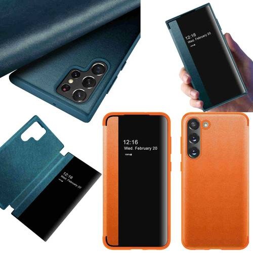 Für Samsung Galaxy S23 Plus 5G View Mirror Smartcover Orange Schutzhülle Cover Etuis Tasche Hülle Neu Case Wake UP Funktion