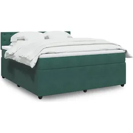 vidaXL Boxspringbett mit Matratze Dunkelgrün 180x200 cm Samt