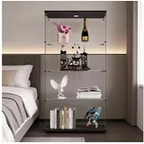Simurq Glasvitrine Standvitrine mit LED-Beleuchtung,4 Lagen Vitrinenschrank mit 2 Glastür (Glasschrank mit 2 Glastür und 3 Lagen, Sammlervitrine aus gehärtetes Glas, Schloss, 81x37x164 cm) schwarz